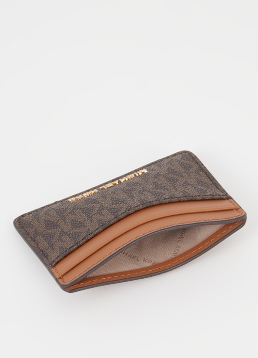 Michael Kors Jet Set pasjeshouder met logoprint - voorkant 2 bruin