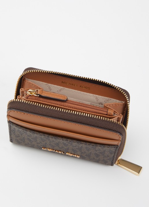 Michael Kors Jet Set Small portemonnee met logoprint - detail bruin