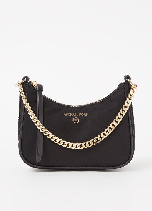 Michael Kors Jet Set Small schoudertas met leren details - voorkant 4 zwart