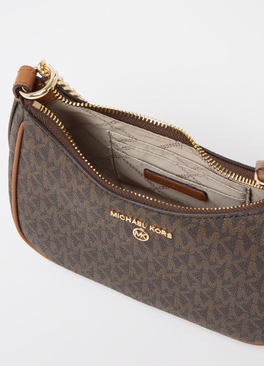 Michael Kors Jet Set Small schoudertas met leren details - detail donkerbruin