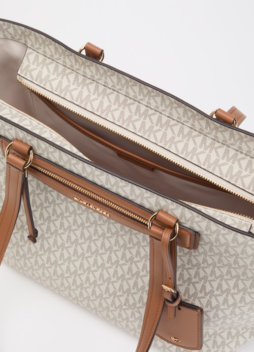 Michael Kors Jet Set Travel shopper met logoprint - detail ivoor