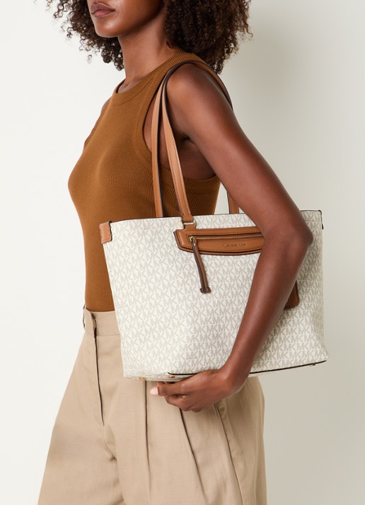 Michael Kors Jet Set Travel shopper met logoprint - voorkant 5 ivoor