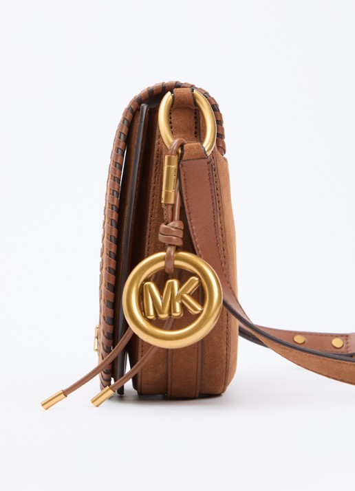 Michael Kors Josie schoudertas van suède met afneembare schouderriem - detail 3 cognac