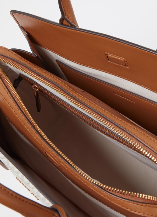 Michael Kors Laila handtas met logoprint en leren details - detail 5 cognac