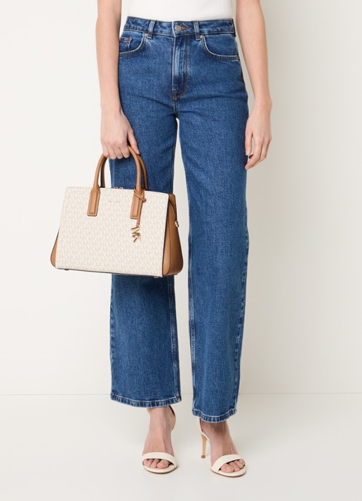 Michael Kors Laila handtas met logoprint en leren details - voorkant 3 cognac