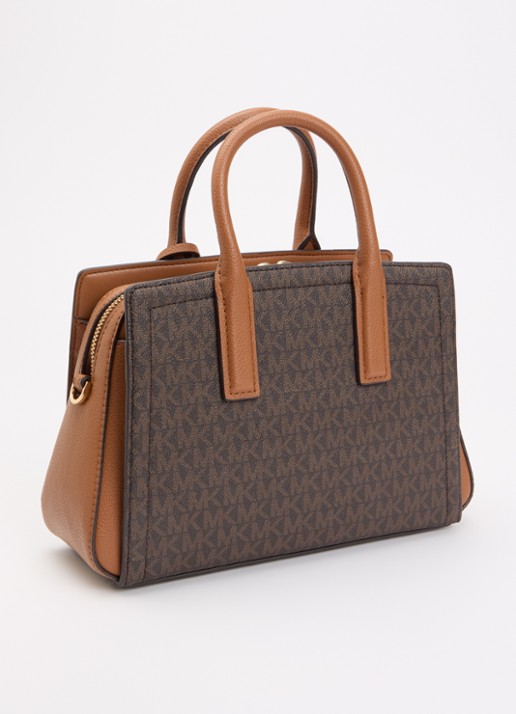 Michael Kors Laila handtas met logoprint en leren details - achterkant donkerbruin