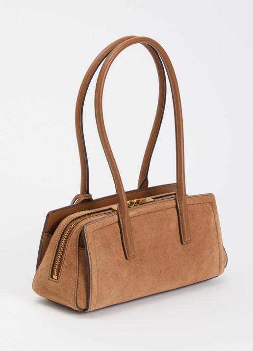Michael Kors Laila schoudertas van suède - achterkant 5 beige
