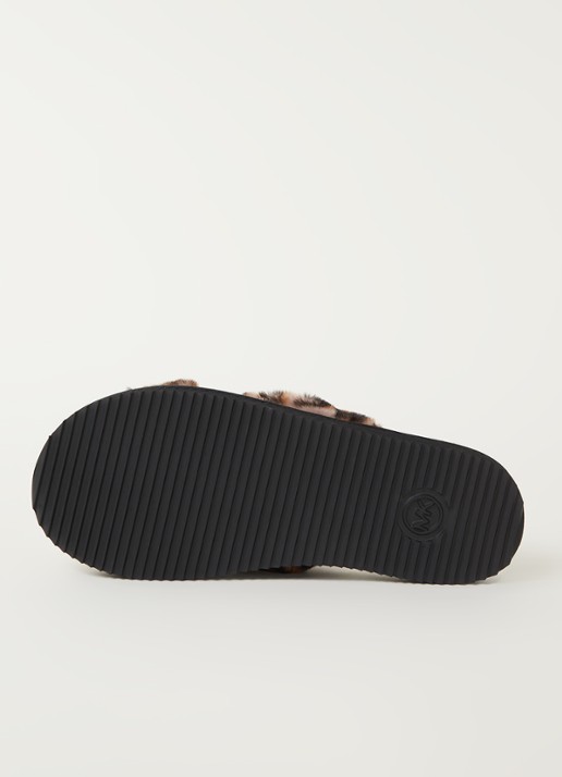 Michael Kors Lala pantoffel met panterprint - detail 4 bruin