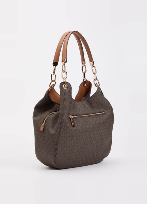 Michael Kors Lillie Large schoudertas met logo - achterkant bruin