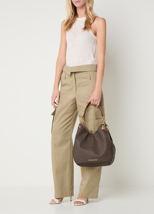 Michael Kors Lillie Large schoudertas met logo - voorkant 3 bruin