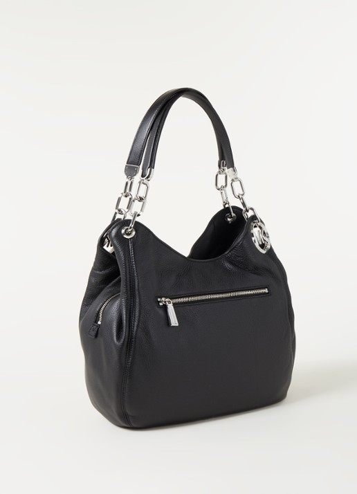 Michael Kors Lillie Large schoudertas van leer  - achterkant 2 zwart