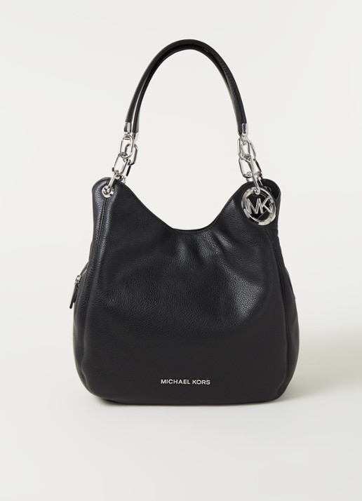 Michael Kors Lillie Large schoudertas van leer  - voorkant zwart