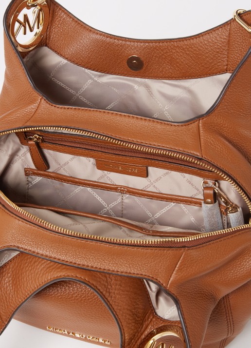 Michael Kors Lillie Large schoudertas van leer  - detail roestbruin