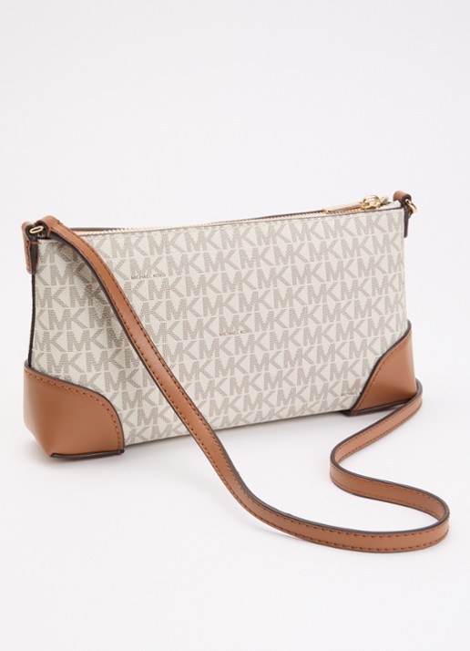 Michael Kors Murphy crossbodytas van leer met logoprint - achterkant 3 camel