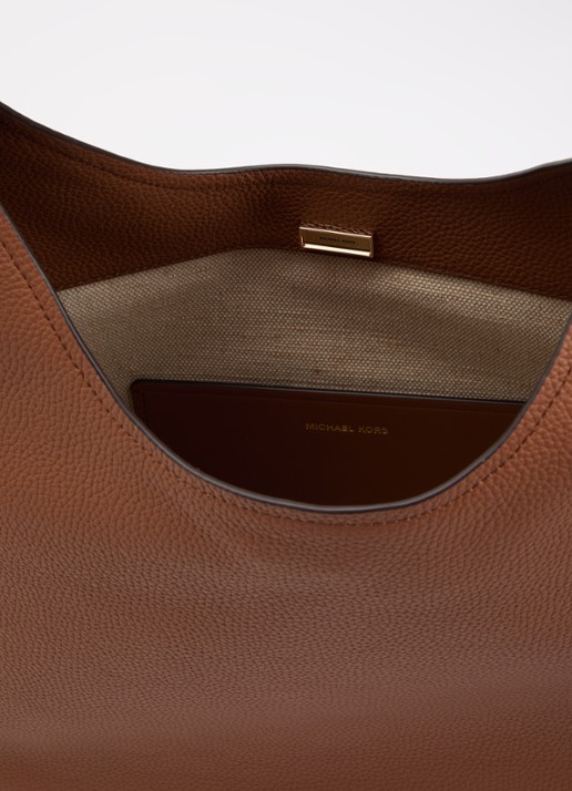 Michael Kors Nolita Large schoudertas van leer met verstelbare schouderriem - detail 4 hazelnootbruin