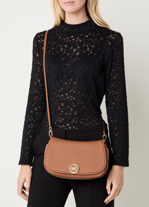 Michael Kors Nolita Medium schoudertas van leer met afneembare schouderriem - voorkant 2 camel