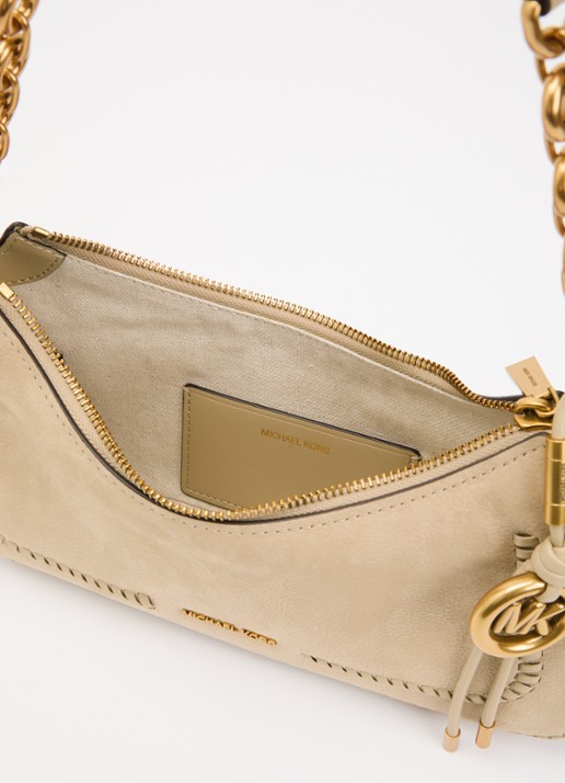 Michael Kors Nolita Medium schoudertas van leer met logo  - detail 2 beige