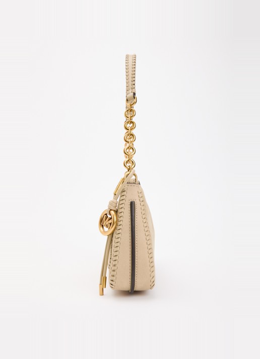 Michael Kors Nolita Medium schoudertas van leer met logo  - detail 3 beige