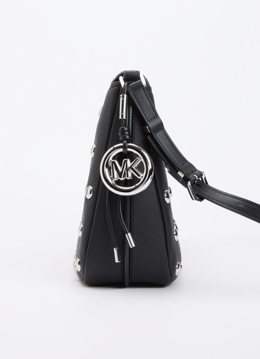Michael Kors Nolita Medium schoudertas van leer met studs - detail 4 zwart