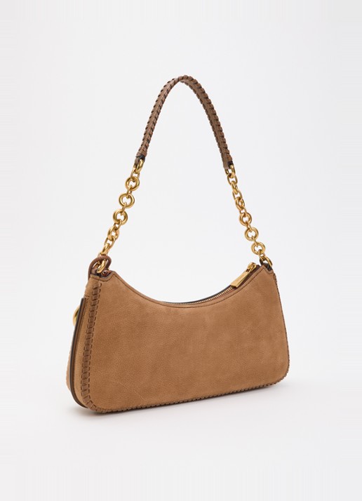 Michael Kors Nolita Medium schoudertas van leer - achterkant lichtbruin
