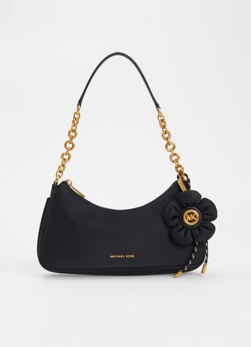 Michael Kors Nolita schoudertas met tasbedel  - voorkant zwart