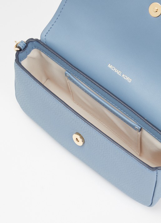 Michael Kors Nolita Small crossbodytas van leer met verstelbare schouderriem - detail 2 staalblauw