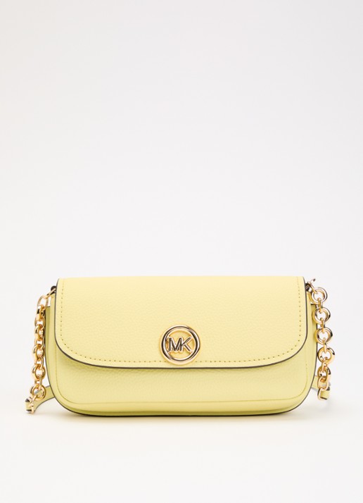 Michael Kors Nolita Small crossbodytas van leer met verstelbare schouderriem - voorkant citroengeel