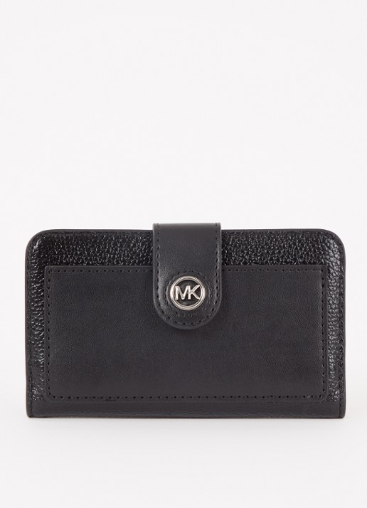 Michael Kors Pasjeshouder van leer met logo - voorkant zwart