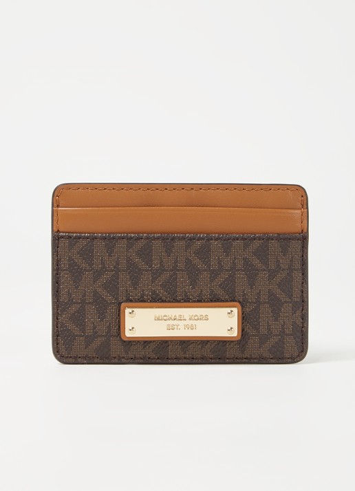 Michael Kors Pasjeshouder van leer met logoprint - voorkant 2 donkerbruin