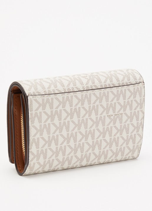 Michael Kors Portemonnee met logoprint - achterkant 3 creme