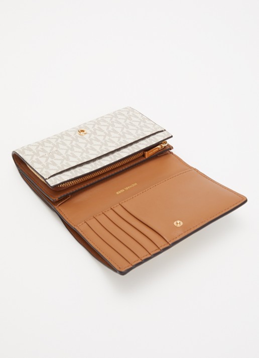 Michael Kors Portemonnee met logoprint - voorkant 2 creme