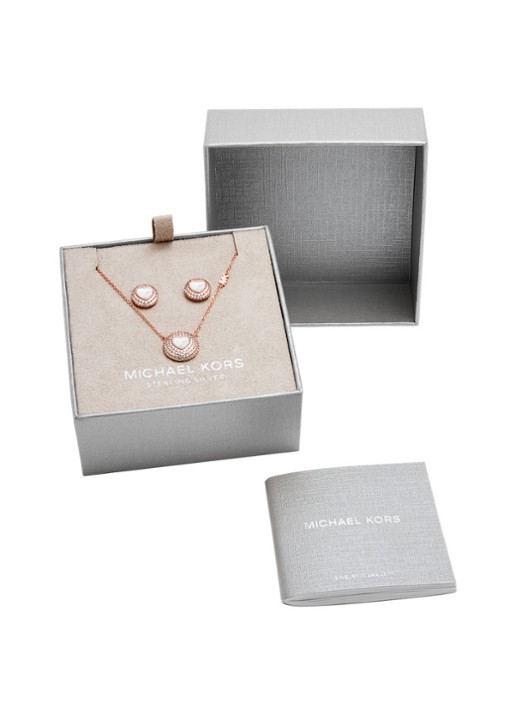 Michael Kors Premium set van ketting en oorstekers verguld MKC1850SET - detail 3 roségoud