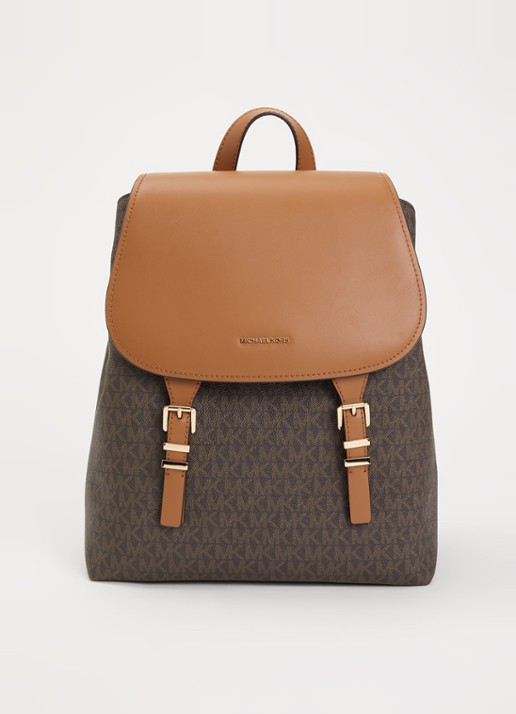 Michael Kors Quinn rugzak met logoprint - voorkant 2 donkerbruin