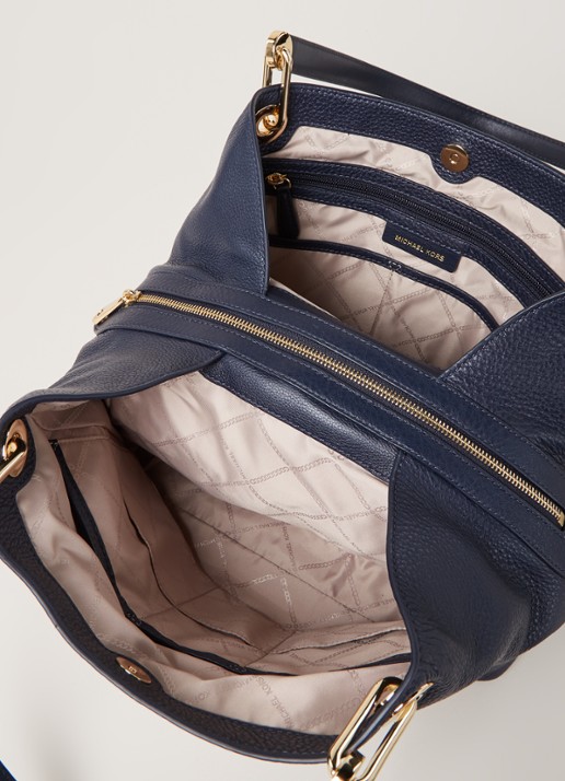 Michael Kors Raven Large schoudertas van leer - detail 4 donkerblauw