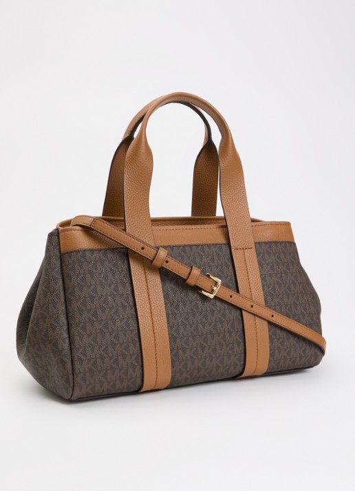 Michael Kors Romee handtas met logoprint en afneembare schouderriem - achterkant bruin