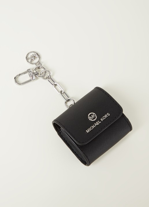 Michael Kors Saffiano Airpods Case met logo - voorkant zwart