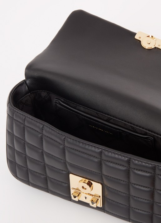 Michael Kors Tribeca L crossbodytas van leer met quilt patroon - detail 4 zwart