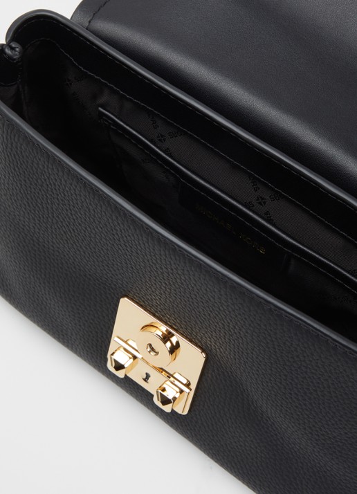 Michael Kors Tribeca schoudertas van leer met afneembare schouderriem  - detail zwart