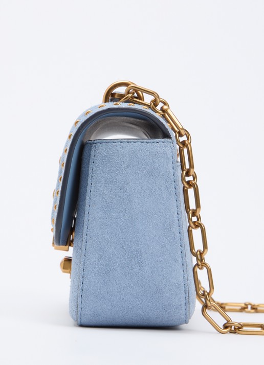 Michael Kors Tribeca schoudertas van leer met verstelbare schouderriem - detail 3 lichtblauw