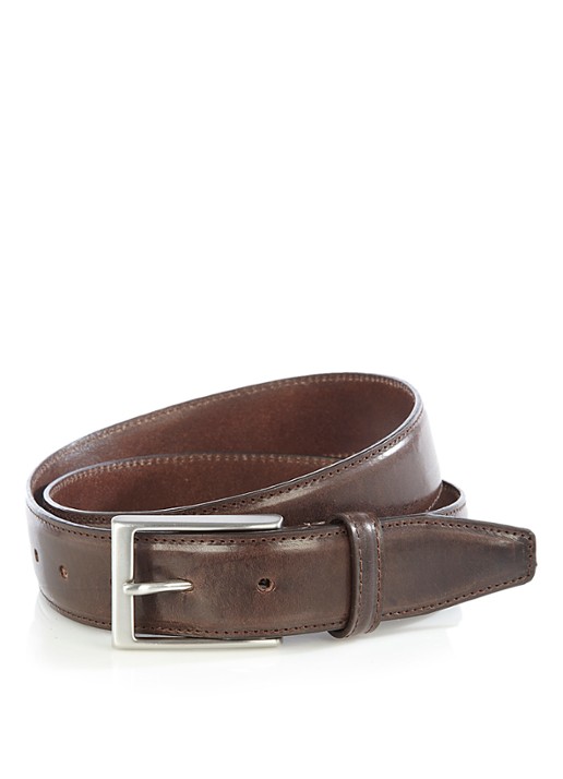Michaelis Leren riem - voorkant donkerbruin