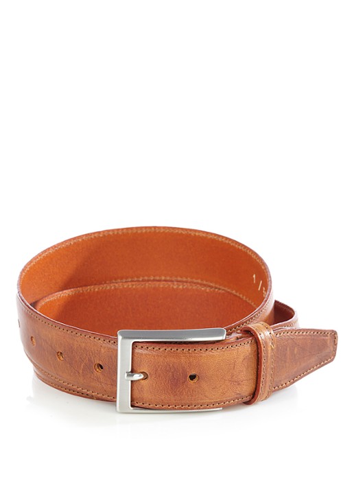 Michaelis Leren riem - voorkant cognac
