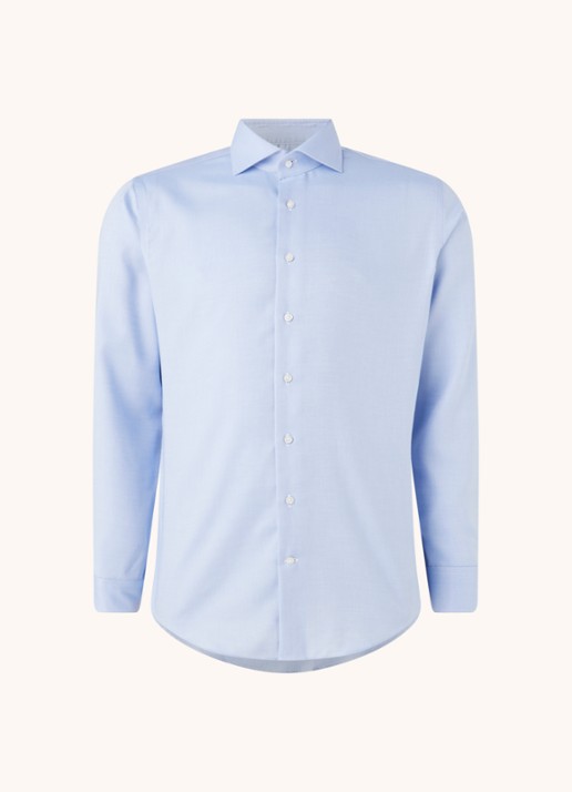 Michaelis Slim fit strijkvrij overhemd met cut away kraag - detail 2 lichtblauw