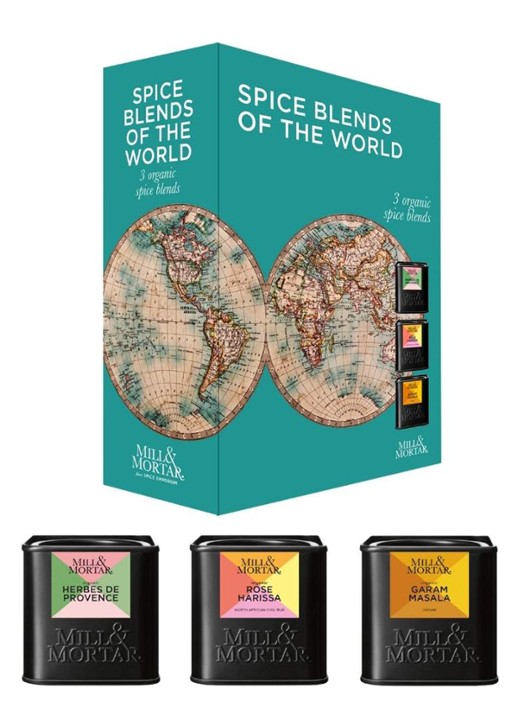 Mill & Mortar Spice Blends of the World kruidenmix in geschenkverpakking 125 gram  - voorkant 3 zeegroen