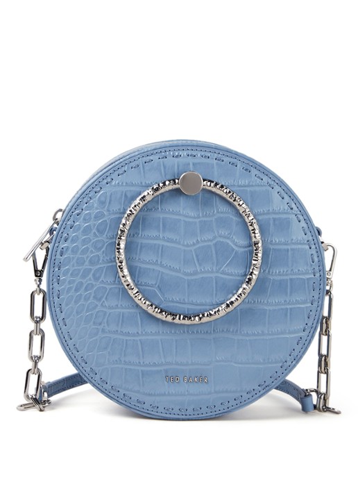 Millah crossbodytas van leer met crocostructuur - voorkant 4 blauw