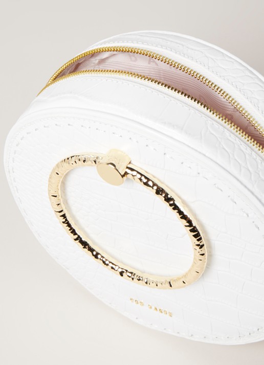 Millah crossbodytas van leer met crocostructuur - detail 4 ivoor