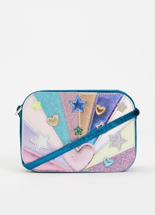 Mimi & Lula Heartburst crossbodytas van fluweel met glitter