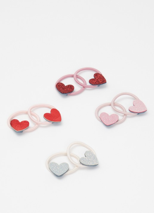 Mimi & Lula Hearts haarelastiekjes in 8-pack - voorkant 2 beige