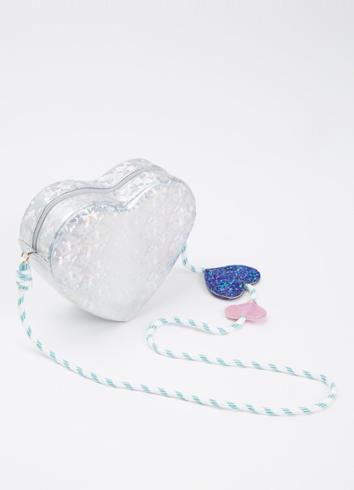 Mimi & Lula Holographic Heart crossbodytas met metallic finish - achterkant zilver