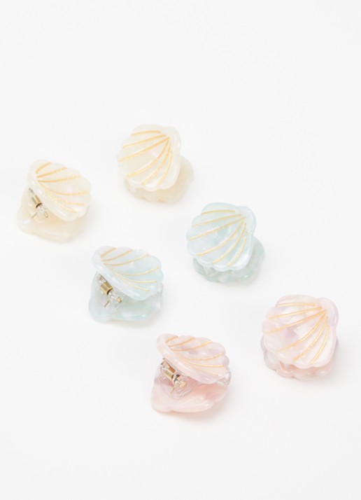 Mimi & Lula Mini Shell haarclip in set van 6 - detail multicolor
