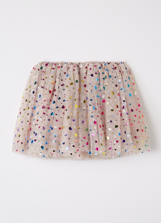 Mimi & Lula Rainbow Hearts rok van tule - voorkant 3 beige